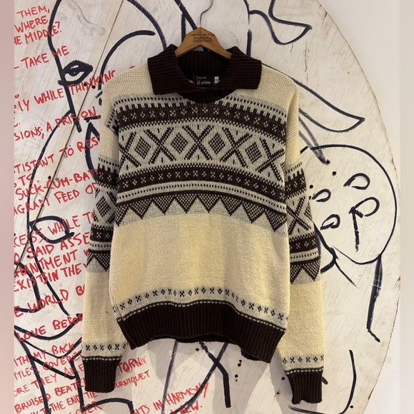 Vintage Other - Vintage 70s Parkley Fair Isle Collared Knit Sweater